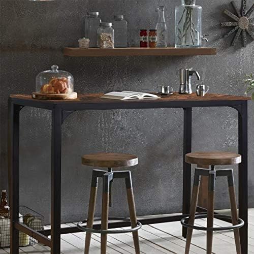 VEIKOU 47'' Industrial Bar Height Table, High Pub Table with Adjustable Legs and Sturdy Metal Frame, Rustic Brown