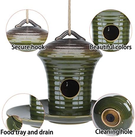 Kimdio Birdhouse Ceramic Hanging Birdhouses Bird Hut Hanging Outdoor Birdhouse for Wild Birds, Finch, Cardinal, and Bluebird - Blue