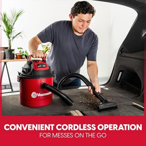Vacmaster VOM205P 1101 2.5-Gal 2 Peak HP Wall Mount Wet/Dry Vacuum Red
