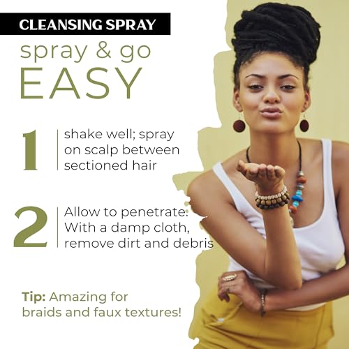 Dollylocks Cleansing Rinse-free Shampoo Spray | Removes Build-up + Moisturizes | Plant-Based Residue-free Vegan | Locs, Braids, Hair Extensions