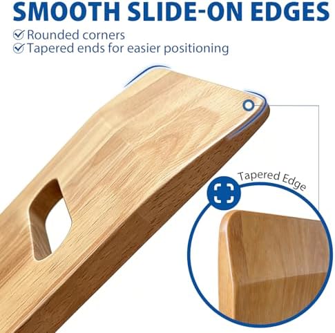 Blue Jay Slide Boards for Transfers - 30" Wooden Transfer Boards for Wheelchair - 8" x 30" Patient Assist Device for Car, Bed, Chair & Seniors - Smooth Surface & Tapered Ends