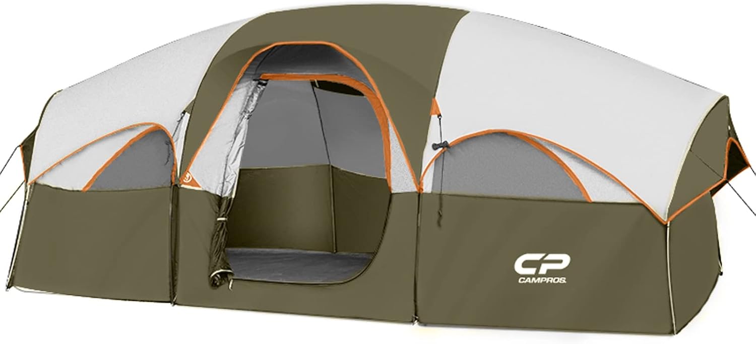 CAMPROS CP 8 Person Camping Tent, Room Divider, Rainfly, Weather Resistant