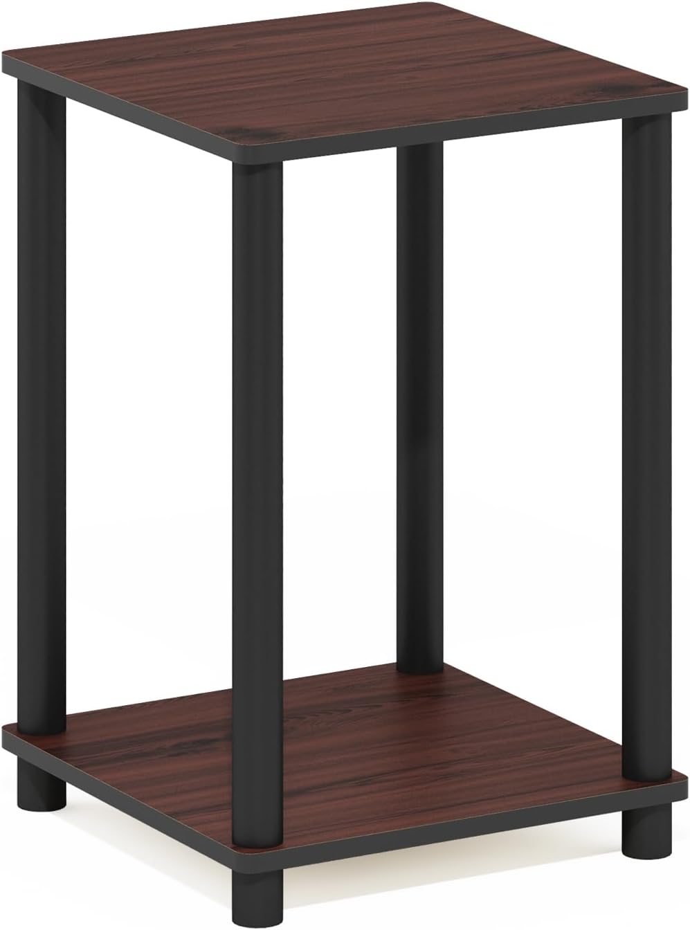 Furinno Turn-N-Tube End Table Corner Shelves, Set of 2, Dark Cherry/Black | Stackable Modern End Table with Open Shelf, Night Stand, Bedside Table, for Living Room, Bedroom