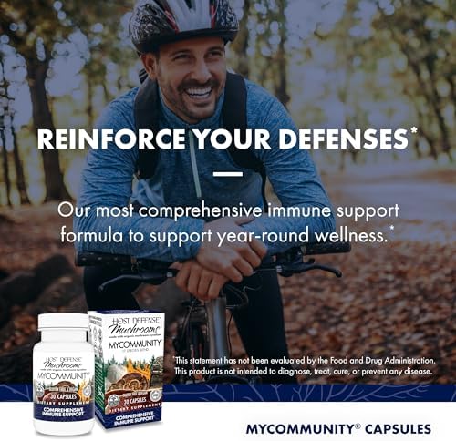 Host Defense MyCommunity Capsules - 17 Species Blend Mushroom Supplement for Immune Support - Herbal Aid with Lion's Mane, Reishi. Chaga, Cordyceps, Turkey Tail & More - 120 Capsules