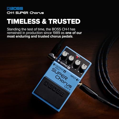 BOSS CH-1 SUPER Chorus | Classic Compact Chorus Effects Pedal | Cystal-Clear Tone for Guitar & Keyboards | Versatile Sound Shaping | Mono & Stereo
