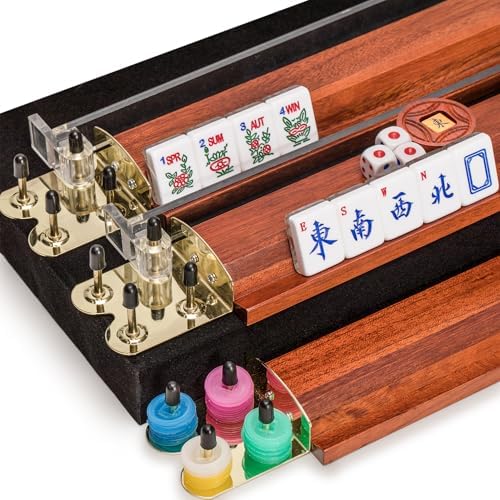 Yellow Mountain Imports American Mahjong Set, Little Birdie with Wooden Case, Wooden Racks with Acrylic Pushers, Wright Patterson Scoring Coins, Dice, & Wind Indicator
