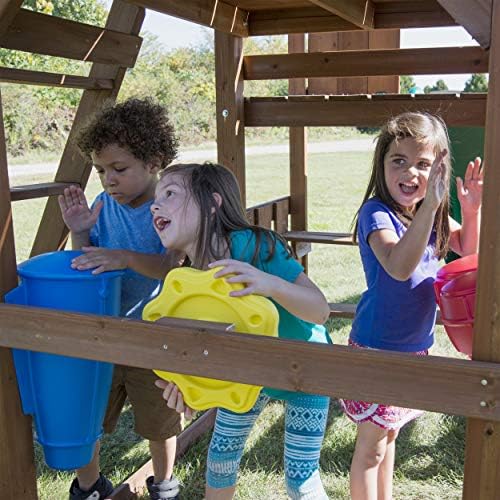 Swing-N-Slide WS 8354 Knightsbridge Super Wooden Swing Set with Two Slides, Play Set, Monkey Bars, Climbing Wall, Music Play & Climbing Wall, Wood