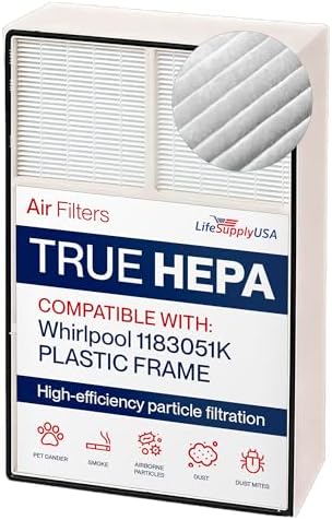 True HEPA Filter Replacement Compatible Whirlpool Whispure Air Purifier AP150 AP250 Sears Kenmore 83353, 83374 83234 SMALL by LifeSupplyUSA