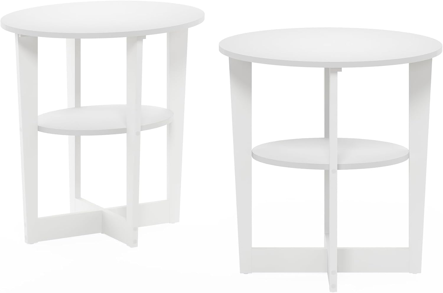 Furinno SIMPLE DESIGN Side Table, 2-Tier Modern End Table with Soft Edges, Open Shelves Night Stand, Bedside Table, for Living Room, Bedroom, French Oak