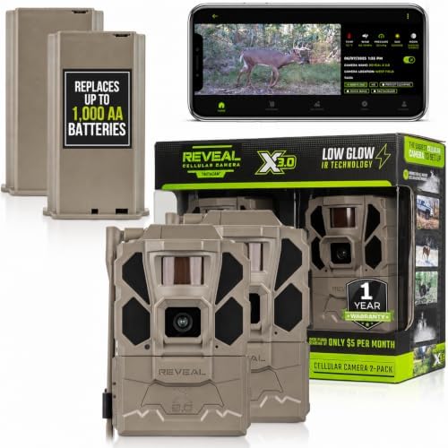 TACTACAM Reveal X 3.0 Cellular Trail Camera + LiPo Battery (2PK) | Night Vision | 4K photo, 1080p video, auto-connect multi-carrier LTE