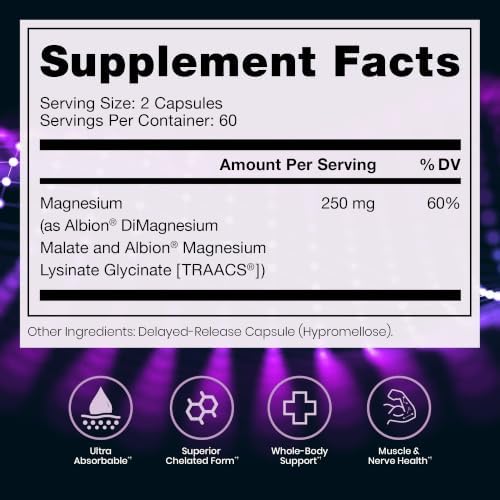 Magnesium Lysinate Glycinate & Magnesium Malate, 120 Capsules