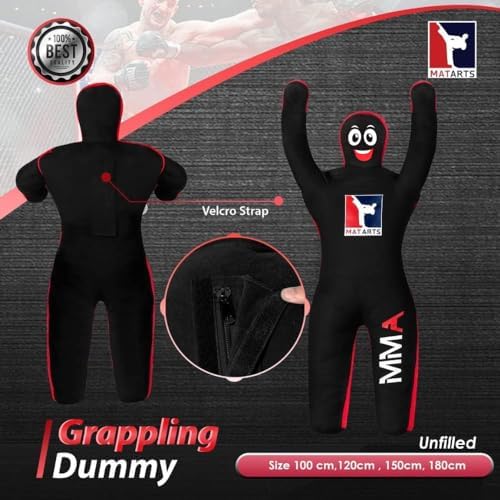 MMA Grappling Punching Dummy for Kids Combat Sports BJJ jiu Jitsu Judo Karate Taekwondo Wrestling Buddies Tackling and Boxing Dummies (47" / 4 Feet) - UNFILLED
