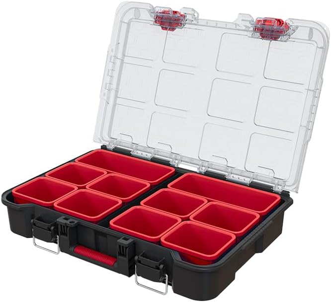 Keter Masterloader Resin Rolling Tool Box with Locking System and Removable Bins – Perfect Organization and Storage Chest for Power Drill, Tape Measure, and Screwdriver Set, Black | Black, Heavy Duty, Weatherproof, All Terrain Wheels, Durable, Easy Slide…