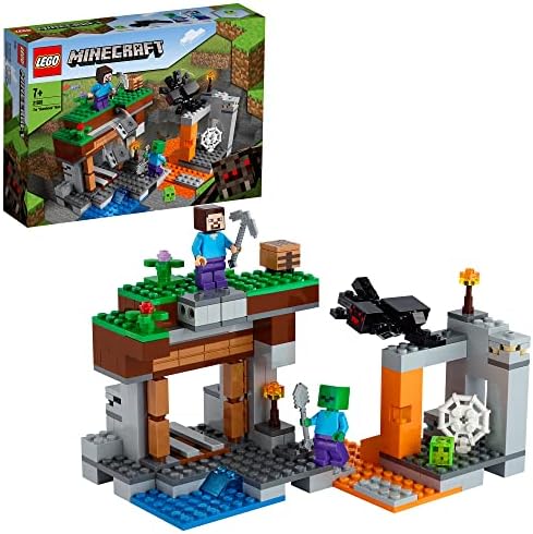 Lego Minecraft The Abandoned Mine Building Toy, Zombie Cave with Slime, Steve & Spider Figures, Gift idea for Kids, Boys and Girls Age 7 Plus 21166