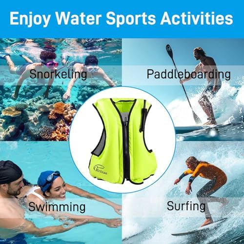 Rrtizan Inflatable Snorkel Vest for Adult, Travel Snorkeling Vest for Swimming, Snorkeling, Paddleboarding, Swim Vest Adult Suitable for 90-220lbs