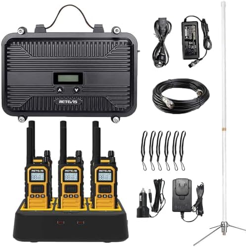 Retevis RB48 Plus Waterproof Walkie Talkies Long Range,GMRS Radios (6 Pack) | with 6-Way Charger,Heavy Duty,Rechargeable Two Way Radios,Connected Repeater,Dustproof,Shock Resistant,NOAA,Emergency Radios