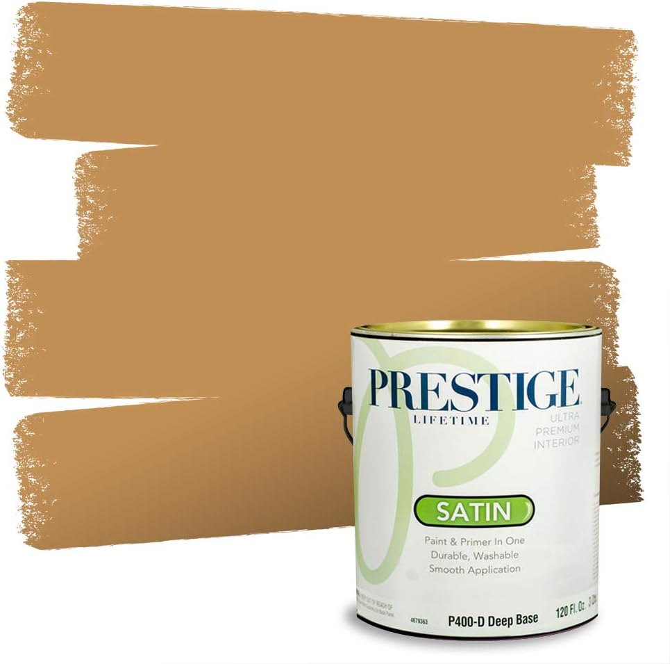 PRESTIGE Paints Exterior Paint and Primer In One, 1-Gallon, Satin, Comparable Match of Sherwin Williams* Cachet Cream*