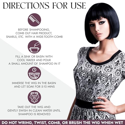 Non Static Shampoo for Synthetic & Human Hair Wigs, Hairpieces - 8 Fl Oz