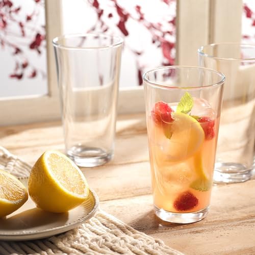Home Essentials Drinking Glass Set - 10 Highball Glass Cups, 16 Oz. Basic Water Glasses, Beer, Juice, Cocktails, Wine, Iced Tea