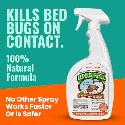 Bed Bug Patrol Bed Bug Spray & Bed Bug Killer for Home, Made in USA - 24 oz | Mattresses, Furniture, Seams, Cracks & Crevices | Targets Adult Bed Bugs, Eggs & Larvae | Plant-Based | Pet & Child Safe