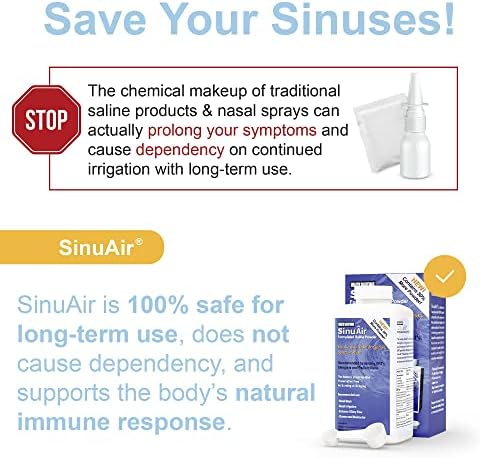 SinuPulse Elite SinuAir Sinus Rinse Salt Solution - Saline Powder for SinuPulse System, Neti Pot Flush, Nasal Wash Squeeze Bottle