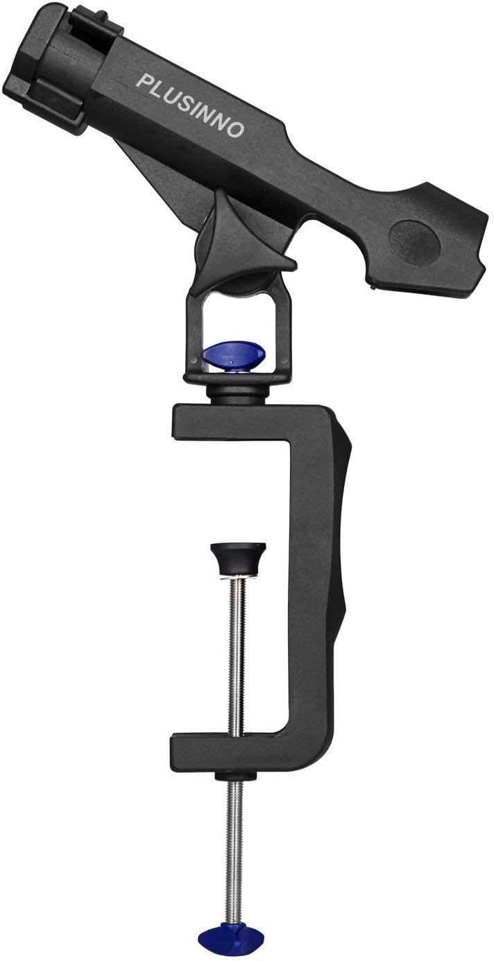 PLUSINNO Rod Holders for Fishing Boat Adjustable Pole Rod Holder | Universal Fit Most Fishing Rod, with Rod Protective Strap, Large Clamp Opening 360°, Horizontal Vertical Compatible