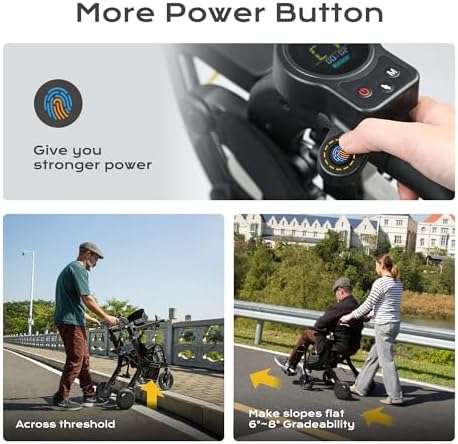 4 in 1 Rollator Walker Electric Wheelchair Combo, Electric Rollator Walker with Power Assist, Foldable Lightweight Transport Wheelchair