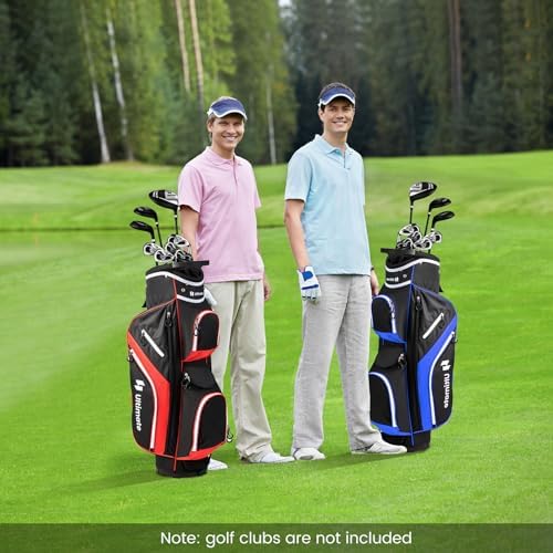 ULTIMATE Golf Cart Bag with 14-Way Top Dividers, Golf Club Bag w/ 9 Pockets incl. Cooler Bag, Rain Hood/Dust Cover, Detachable Shoulder Strap & Carry Handles, Lightweight for Men & Women