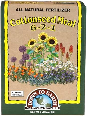 Down To Earth All Natural Fertilizers Organic Cottonseed Meal - 6-2-1, 5 lb | Plant Food for Low pH, Acid Soil Loving Plants, High Nitrogen