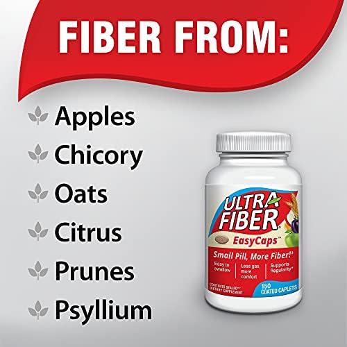 Ultra-Fiber High Fiber Supplement, Soluble & Insoluble Fiber, 150 Count | Coated, easy-to-swallow caplets provide 48% more fiber for comfortable