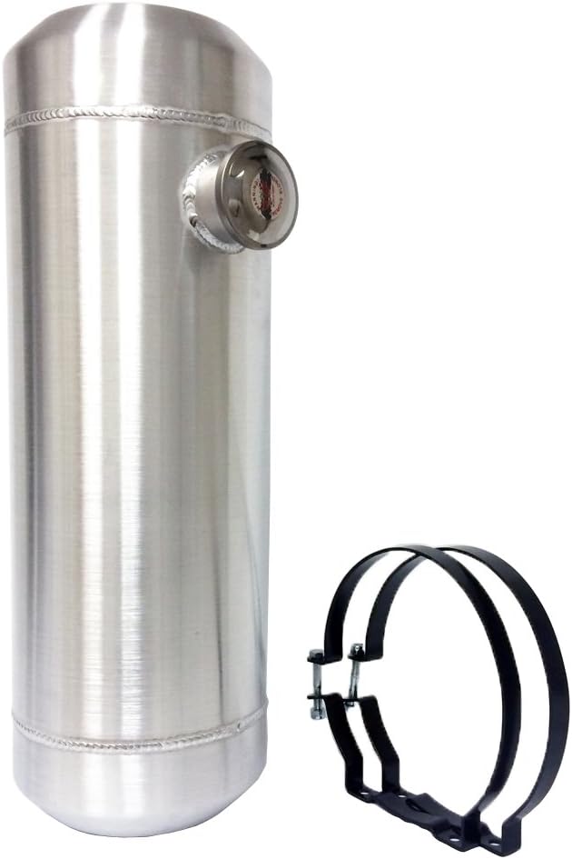 JSD 5 Gallons 8”x24“ Aluminum Spun Round Fuel Gas Tank Cell Fuel Tank with Bracket End Fill 1/4" NPT Outlet
