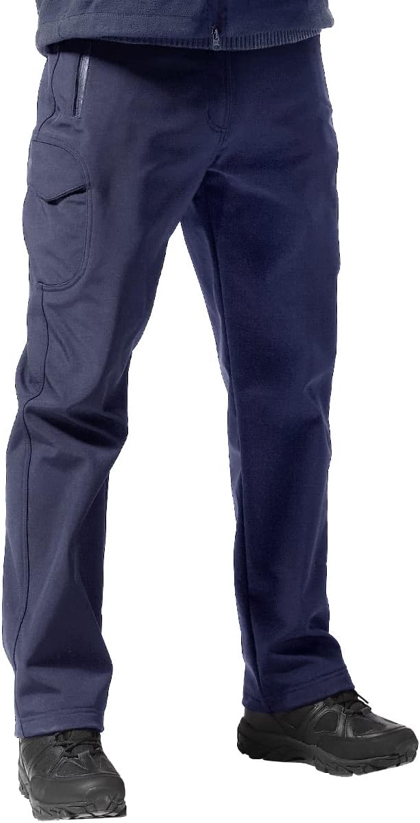 FREE SOLDIER Men's Outdoor Softshell Fleece Lined Cargo Pants | Snow Ski Hiking Pants with Belt, Waterproof Winter Pants, Insulated Work Pants, Breathable Windproof Insulated Pants