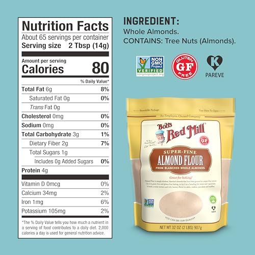 Bob's Red Mill Blanched Almond Flour, Finely Sifted - 1 Pound (Pack of 4) - Non-GMO, Gluten Free, Paleo, Vegan, Keto Friendly