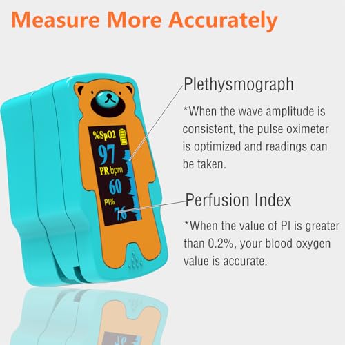 Pediatric Pulse Oximeter, OLED Display Oxygen Monitor Fingertip for Children, Baby & Kids, Blood Oxygen Saturation Monitor (SpO2)