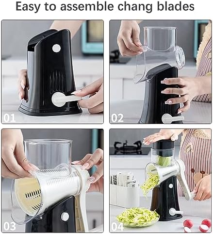 5 in 1 Rotary Cheese Grater Hand Crank, Cheese Shredder with Handle