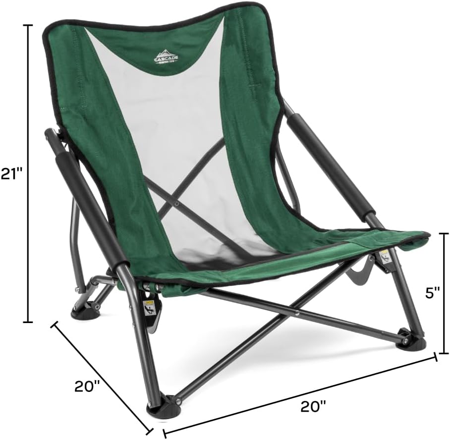 Cascade Mountain Tech Folding Camp Chair for Camping, Beach, Picnic, Barbqeues, Sporting Events with Carry Bag