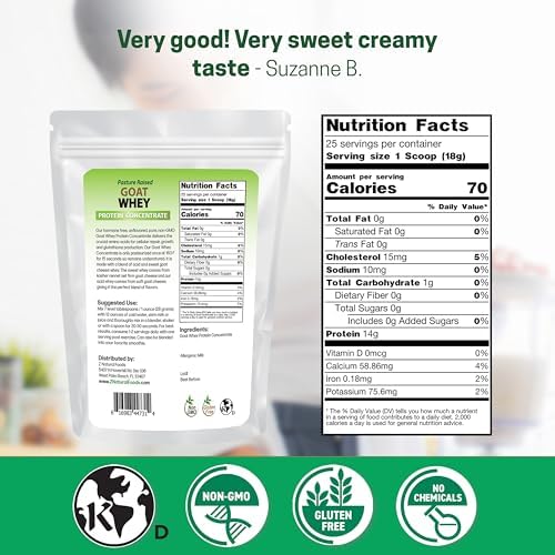 Z Natural Foods Goat Whey Protein Powder Concentrate - Pasture Raised, 1 lb