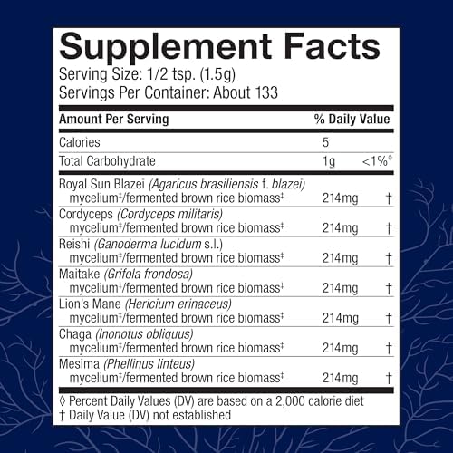 Host Defense Stamets 7 Mushroom Powder - 7 Species Blend - Mushroom Supplement for Immune Support with Royal Sun Blazei, Cordyceps, Reishi, Maitake, Lion's Mane, Chaga & Mesima - 3.5 oz (66 Servings)*