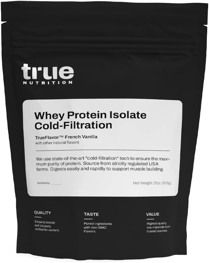 True Nutrition Whey Protein Isolate, Unflavored, 1lb | Cold-Filtered, 30g Protein per Serving, Unsweetened, No Additives, Keto, Gluten Free, Lactose Free, Non-GMO