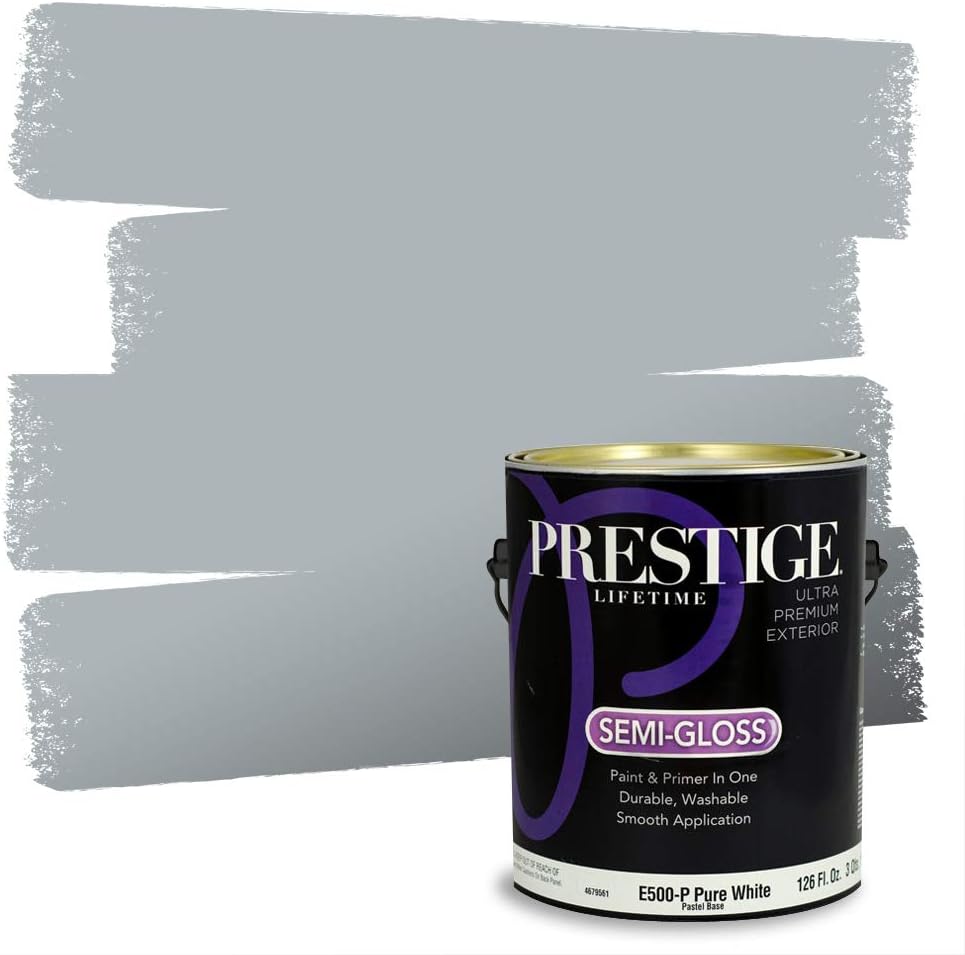 PRESTIGE Paints Exterior Paint and Primer In One, 1-Gallon, Satin, Comparable Match of Sherwin Williams* Tricorn Black*