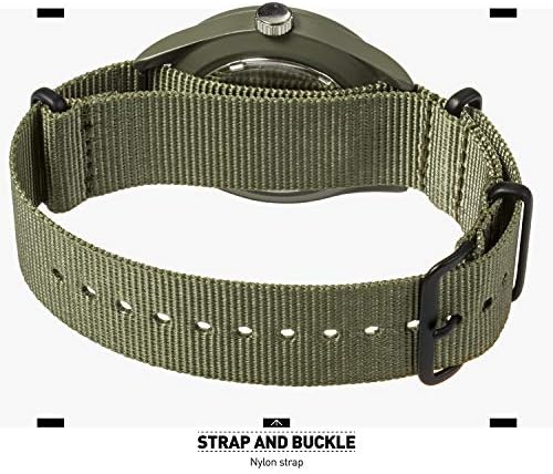 Infantry Mens Military Field Watch, Vietnam Style, 12/24H, Green Nylon Band