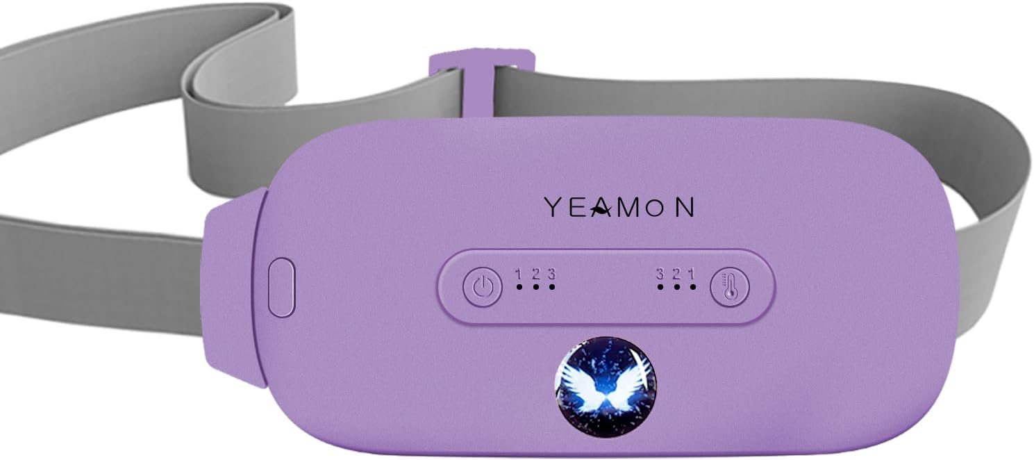 Portable Cordless Heating Pad, Electric Waist Belt Device, Fast Heating Pad with 3 Heat Levels and 3 Massage Modes, Back or Belly Heating Pad