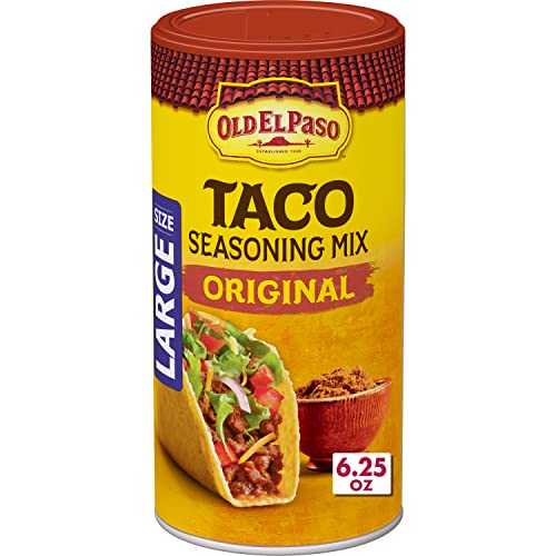 Old El Paso Taco Seasoning, 25% Less Sodium, Large Size, 6.25 oz | 25% Less Sodium Vs. Original, Large Canister for Batch Cooking, Seasons Tacos, Soups & Dips
