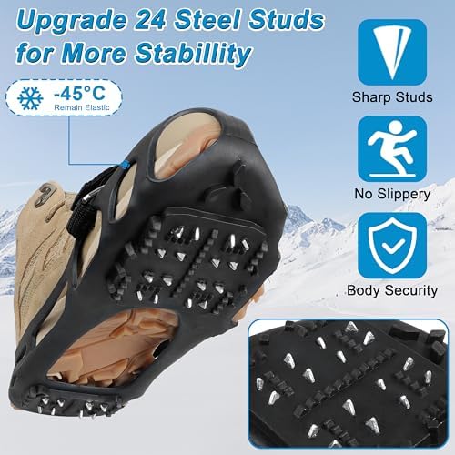 Ice Snow Traction Cleats for Shoes and Boots Non-Slip Crampon Snow Cleats for Winter Walking on Snow and Ice Boots Cleats for Men Women Walking