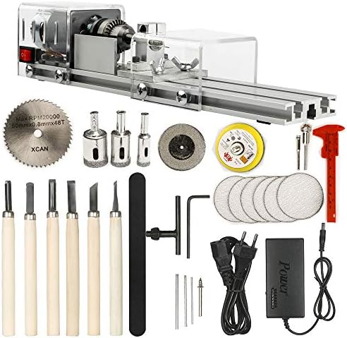 OPHIR 100W Mini Wood Lathe Machine, DIY Woodworking Tool, 24V DC