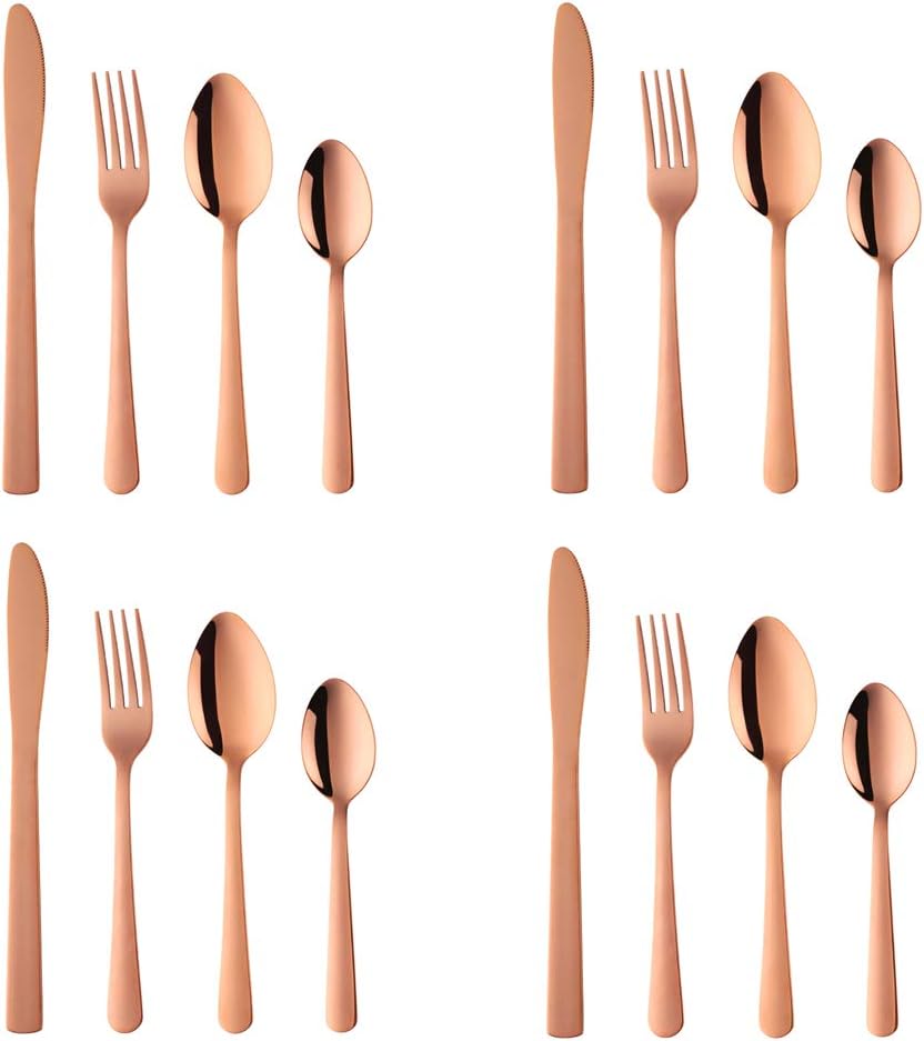BuyGo Rainbow Silverware Set Flatware Set Stainless Steel Colorful Dinnerware Set 16-Piece Multicolor Cutlery Set, Service for 4