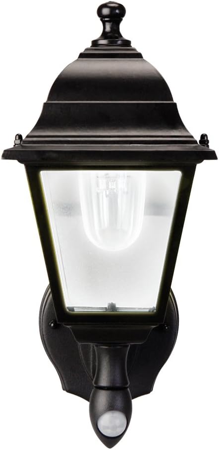 Maxsa 44219 Premium Wireless Battery-Powered Motion-Activated Decorative Outdoor Wall Sconce Lighting Fixture, Cool White LED, Metal Housing, Black