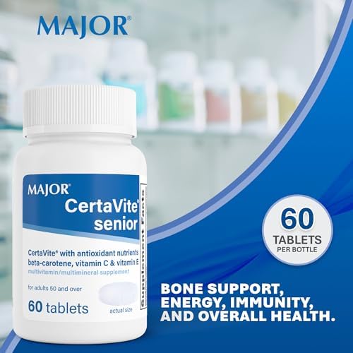 MAJOR CertaVite Senior Multivitamin with Antioxidants, 60 Tablets | Multivitamin for Women and Men With Beta-Carotene, Iron, Vitamin C and E