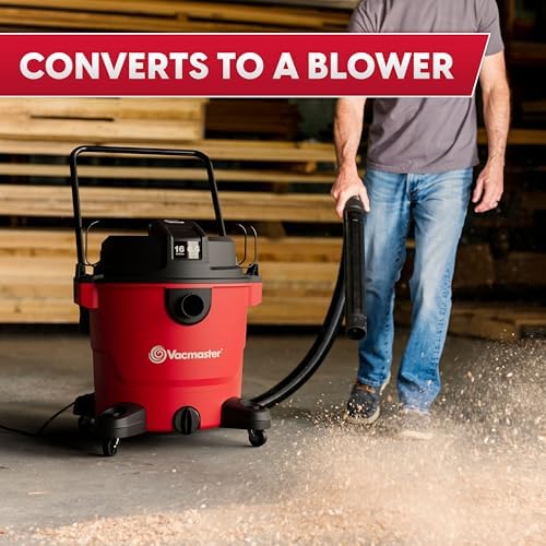 Vacmaster VJH1211PF 1101 12-Gal 5.5 Peak HP Heavy-Duty Wet/Dry Vac Red