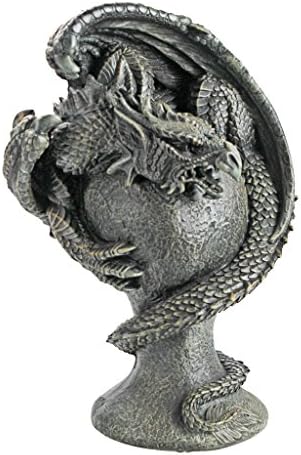 Design Toscano The Dragon of Falkenberg Castle Moat Lawn Garden Statue, 28 Inch Long, 14 Inch Tall, Cast Stone Resin, Gray Stone Finish